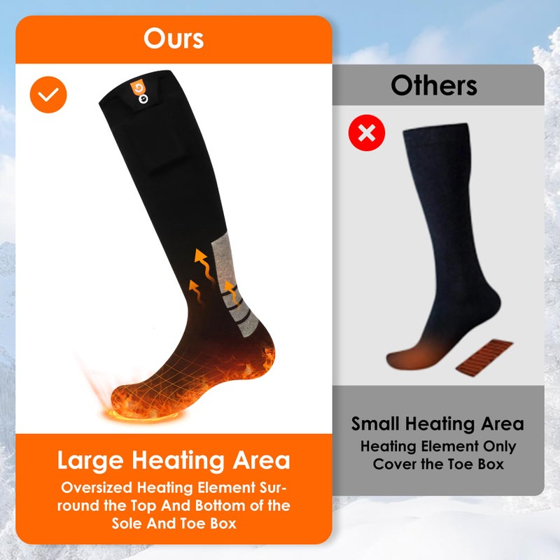 GIOIGOO Heated Socks with 4 Heating Levels 6000mAh Rechargeable Electric Heating Socks Washable Thermal Sock Winter Warming Hiking Sock for Adult Men Women Skiing Biking Fishing Running Outdoor Activities - Image 4