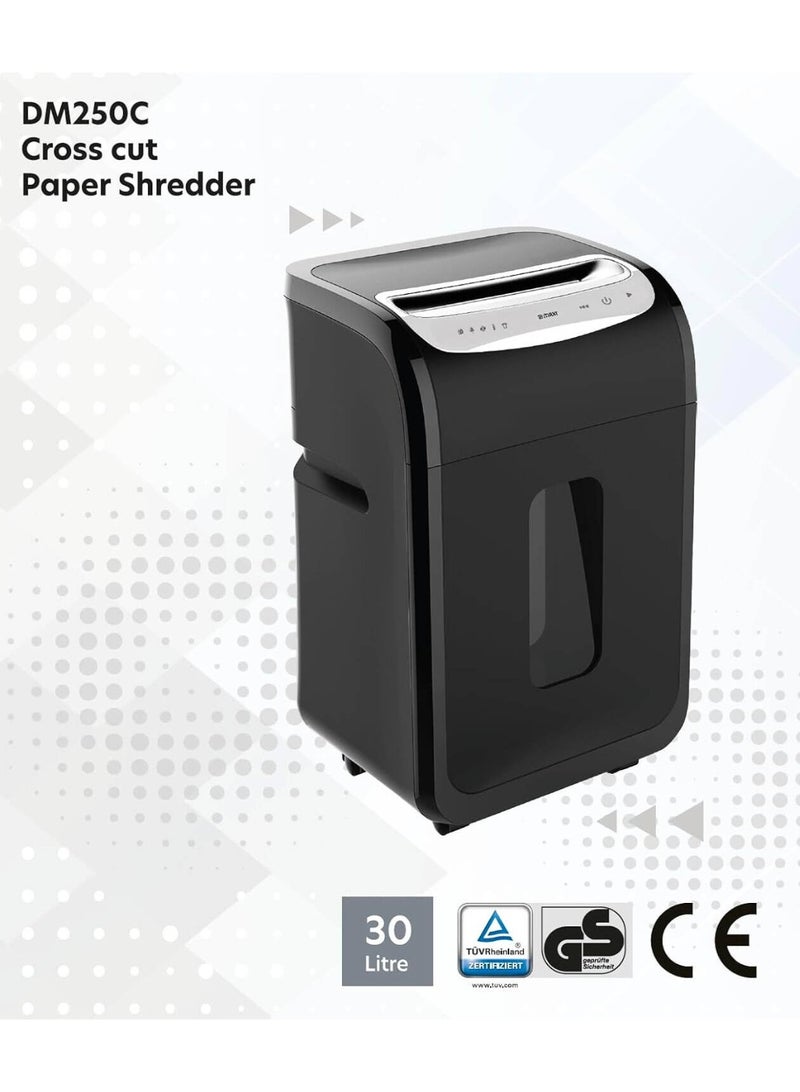 Maxi 25-Sheet Cross-Cut Paper Shredder, Black | DM250C - Image 1