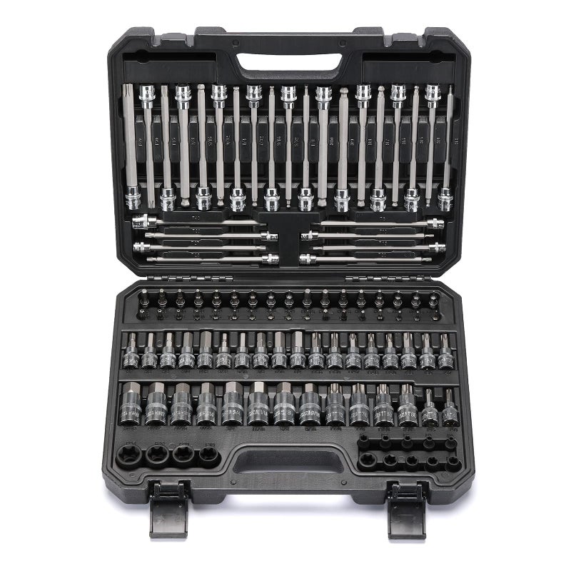 Mayouko 107-Piece Bit Socket Set, 1/4", 3/8" and 1/2" Drive, Torx/Hex/Ball End Hex, SAE/Metric, S2 Steel Bits - Image 1