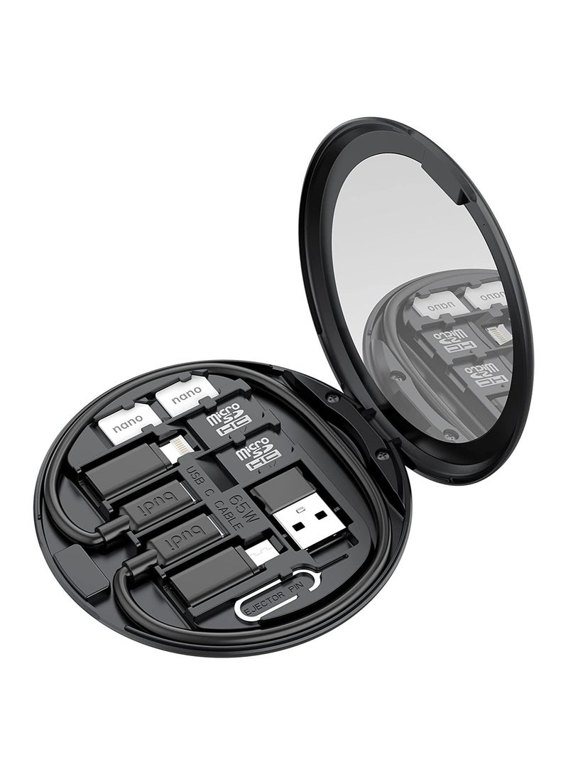 ELTRAZONE Mini Mirror SD CF Card Reader 11 in 1 TF Memory Card Adapter Camera Card Reader Digital Beauty Gadget Storage case USB C Type Charging and Data Transfer case - Image 1