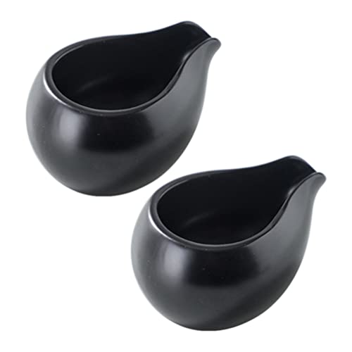 DOITOOL DOITOOL Mini Milk Pot Gravy Pourer Black Porcelain Gravy Boat 2Pcs Matte Ceramic Creamer Cup Gravey Pourer Dish Coffee  - Image 2