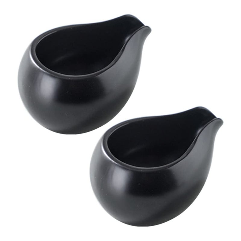 DOITOOL DOITOOL Mini Milk Pot Gravy Pourer Black Porcelain Gravy Boat 2Pcs Matte Ceramic Creamer Cup Gravey Pourer Dish Coffee  - Image 1