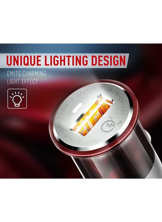 LDNIO - C304Q High Quality Journey Series Car Charger 18W With Lightning USB Cable - Black Grey - Image 1