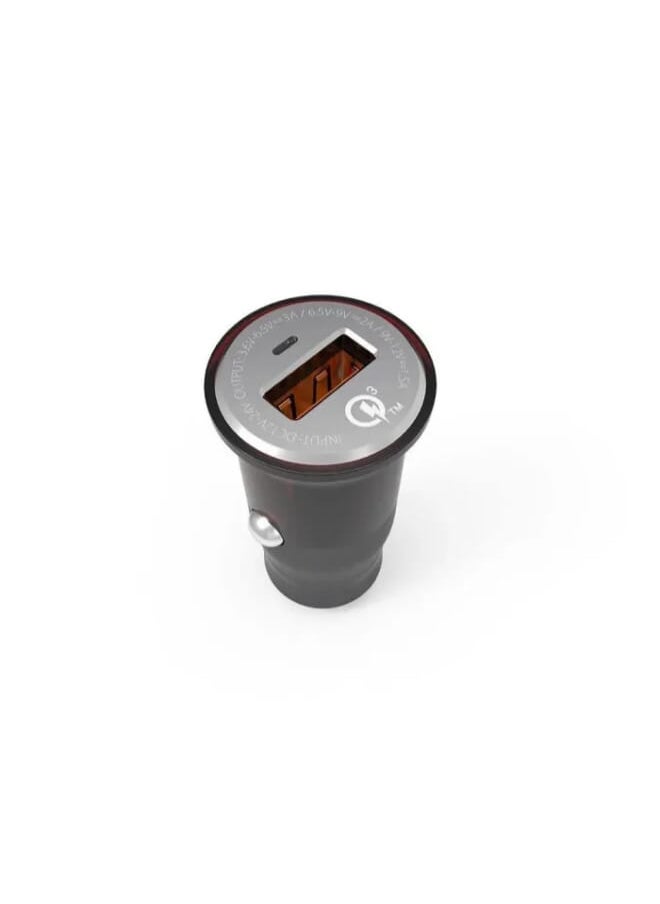 LDNIO - C304Q High Quality Journey Series Car Charger 18W With Lightning USB Cable - Black Grey - Image 1