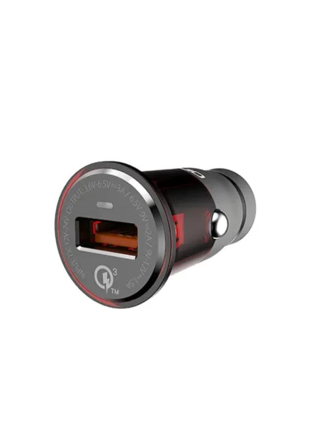 LDNIO - C304Q High Quality Journey Series Car Charger 18W With Lightning USB Cable - Black Grey - Image 1