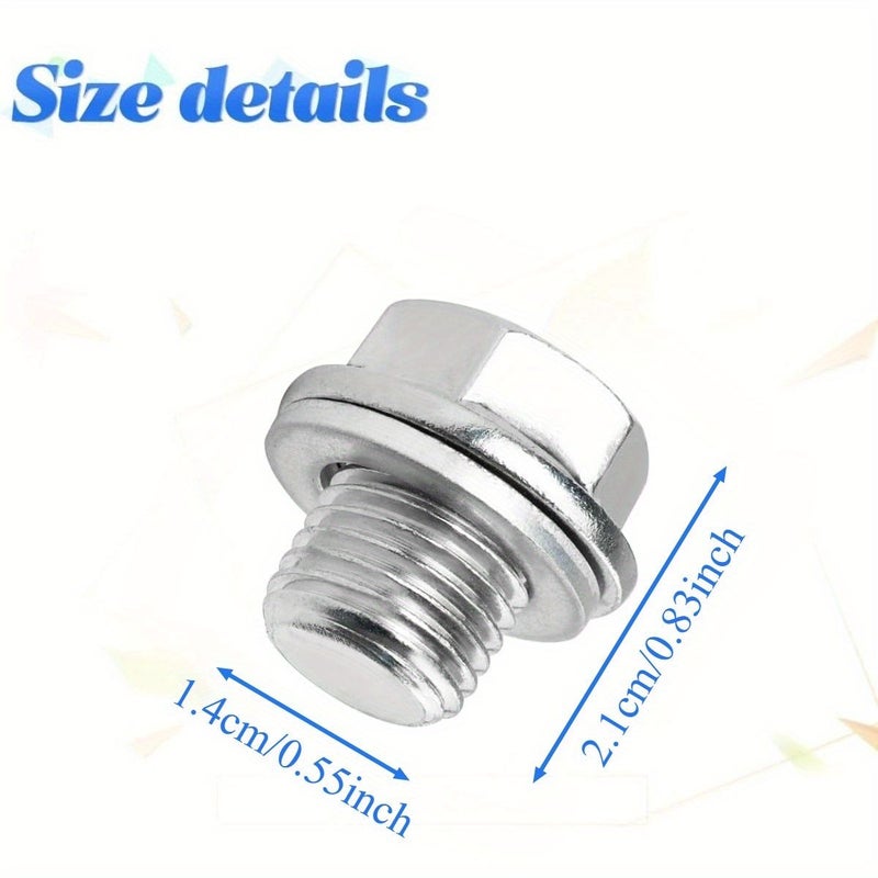 3 Pack Oil Sump Drain Plug Set M14x1.5 Aluminum Gasket Silvery - Image 2