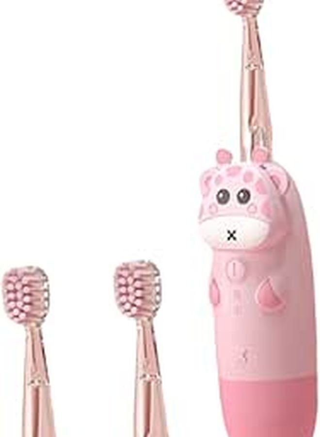 Electric Toothbrush With Soft Bristles Sonic Cleaning Pink Deer Cartoon Design Non Slip Handle - Image 1