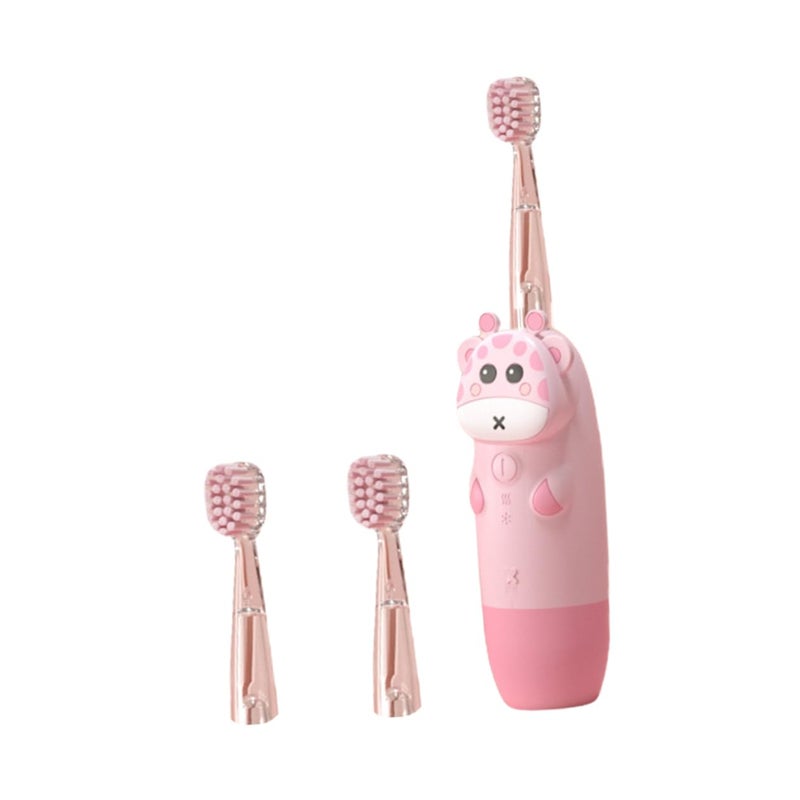 Electric Toothbrush With Soft Bristles Sonic Cleaning Pink Deer Cartoon Design Non Slip Handle - Image 2