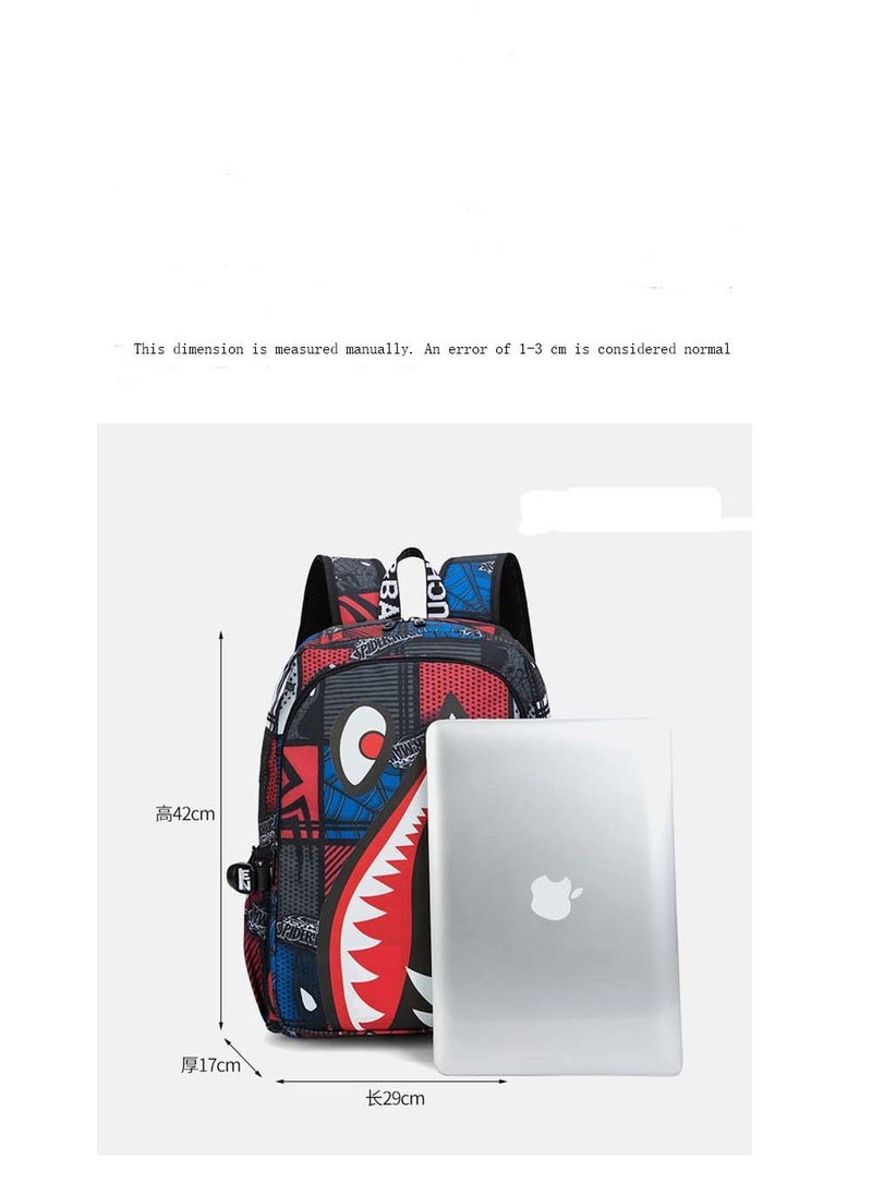 Taiahiro Oxford cloth Shark schoolbag, large-capacity schoolbag for primary and secondary school students, backpack with personality and simplicity.  - Image 2