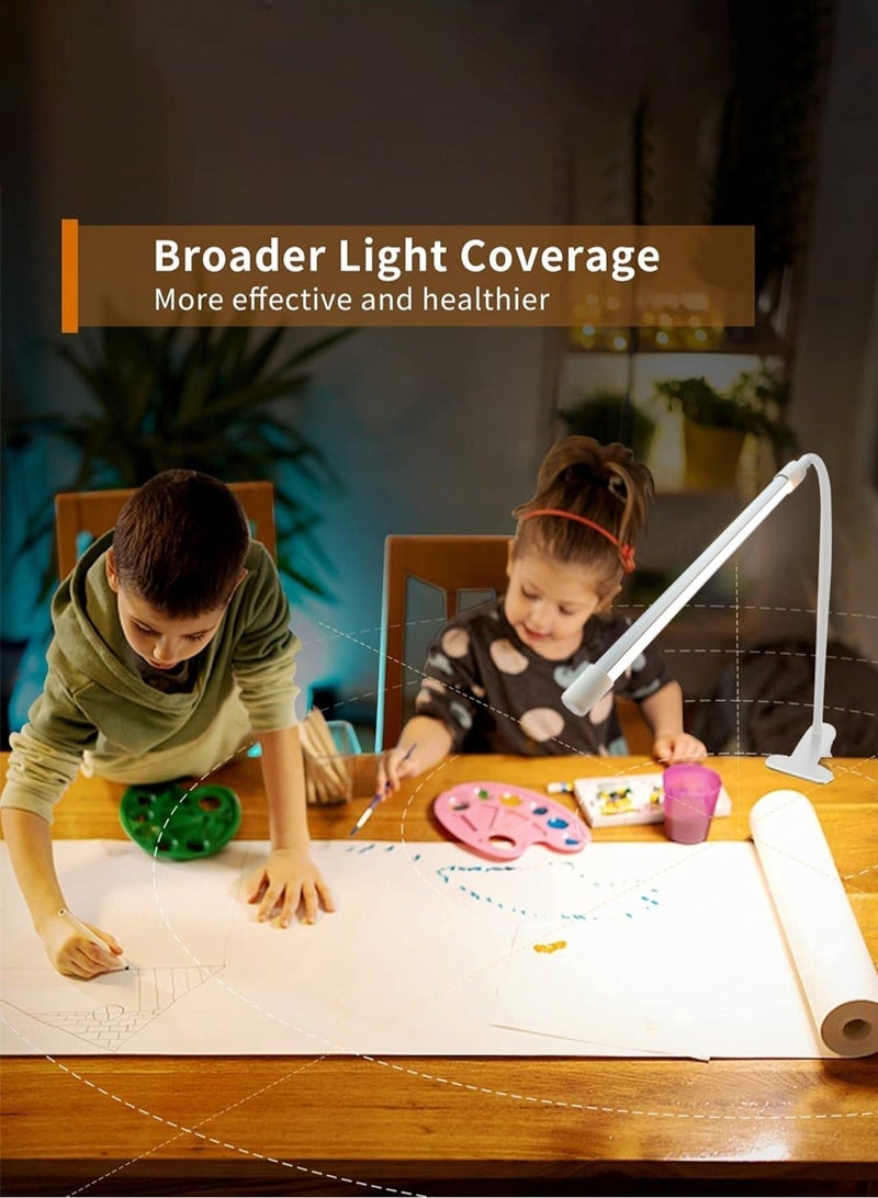 LOOPITYS 10W LED Desk Lamp with Clamp Dimmable Clip On Reading Light 10 Brightness Level 3 Lighting Modes Flexible Study Table Lamp USB - Image 4