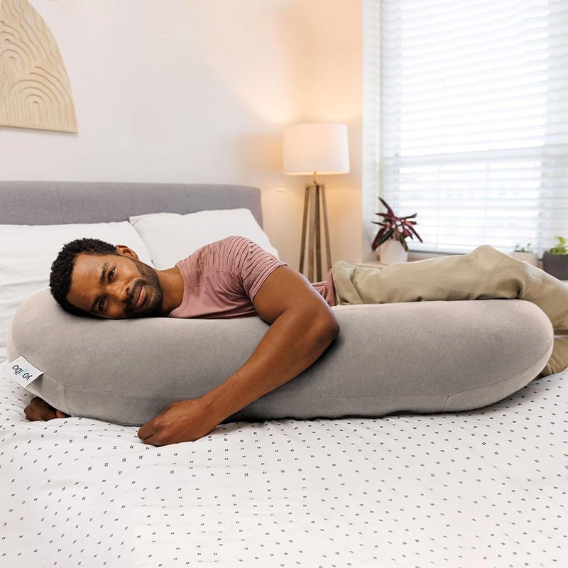 Yogibo Curve Roll Body Pillow MultiPurpose Cylinder Tube Shaped Long Round Contour Pillow for Side Sleeping Pregnancy Sitting Filled with Soft MicroBeads for Adults and Kids Light Grey - Image 2