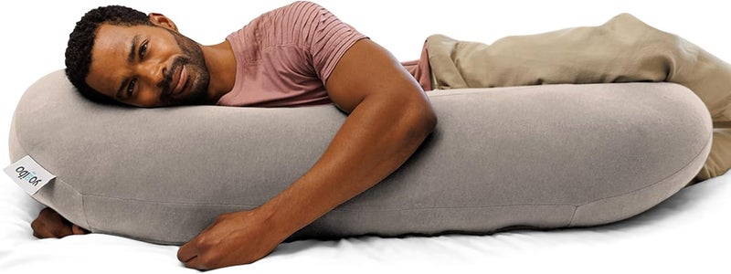 Yogibo Curve Roll Body Pillow MultiPurpose Cylinder Tube Shaped Long Round Contour Pillow for Side Sleeping Pregnancy Sitting Filled with Soft MicroBeads for Adults and Kids Light Grey - Image 1