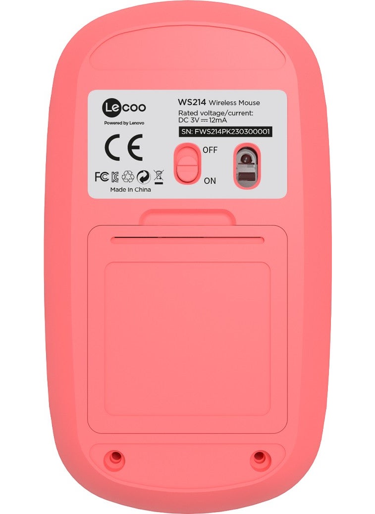 lecoo - WS214 Wireless 1200DPI 3-Button Optical Mouse Pink - Image 1