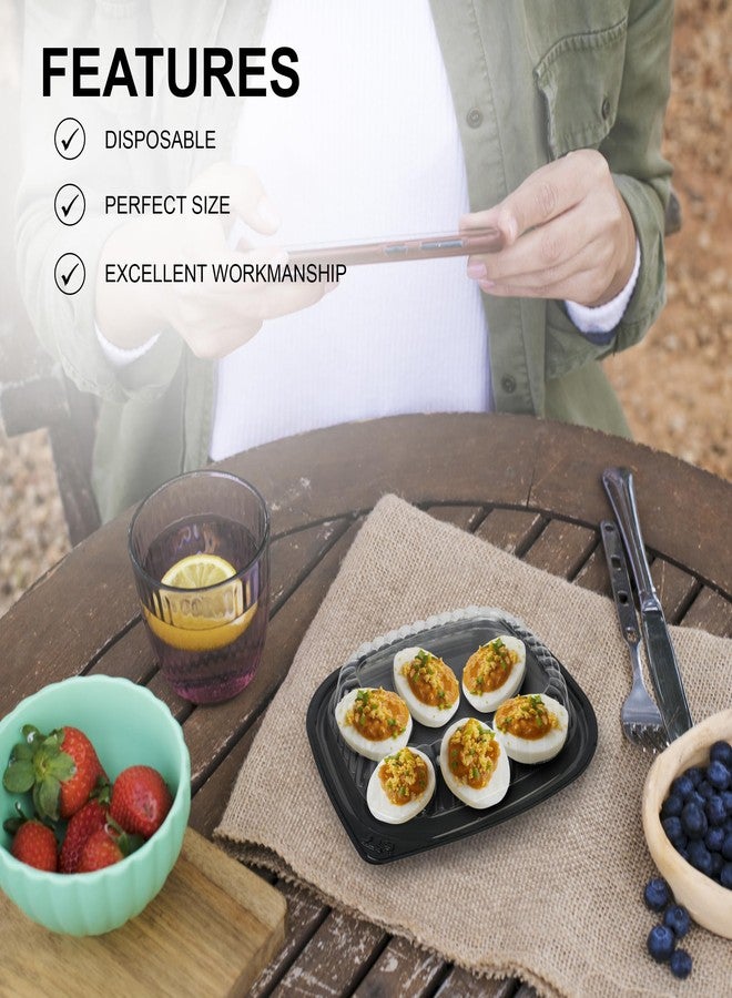MT Products Clear Deviled Egg Containers Holds 6 Eggs 6.5" x 5.63" x 1.19" - Durable Egg Platter Tray (Pack of 12) - Made in the USA - Image 5