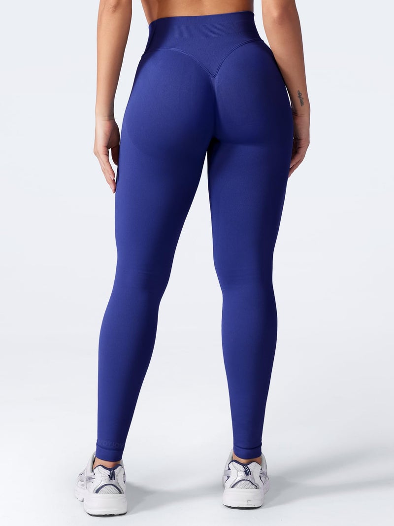 VOYJOY Women Seamless Impact Leggings Scrunch Workout Leggings Medium Waist Tummy Control Butt Lifting Gym Yoga Pants Midnight Blue S - Image 2