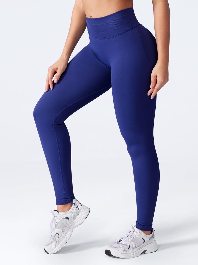 VOYJOY Women Seamless Impact Leggings Scrunch Workout Leggings Medium Waist Tummy Control Butt Lifting Gym Yoga Pants Midnight Blue S - Image 4