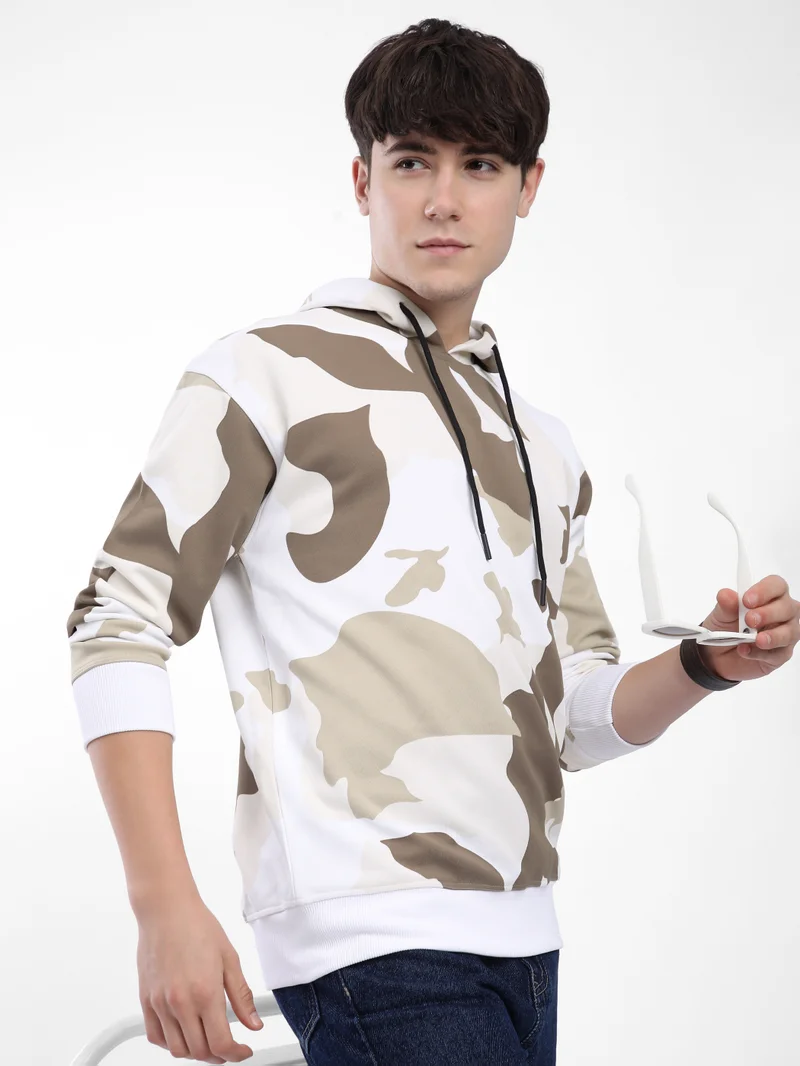 Beyoung Brown Camo Printed Hoodie