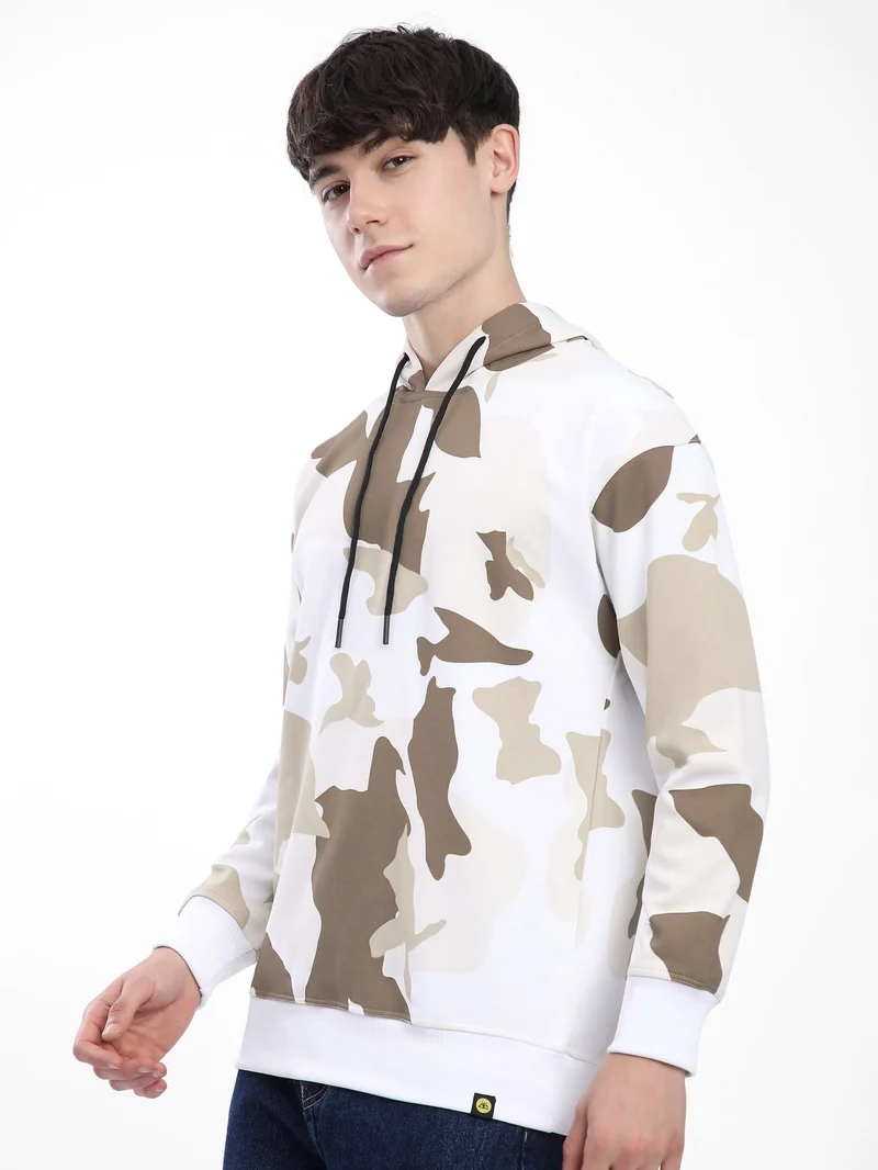 Beyoung Brown Camo Printed Hoodie