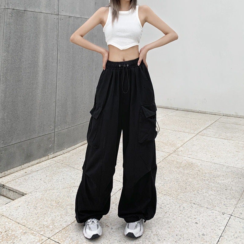 American retro workwear casual pants women's summer versatile straight draping ankle-tied trousers loose wide-leg pants ins - Image 4