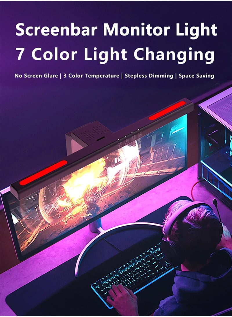 EzzySo - RGB LED Computer Monitor Light Bar Eye Protection Hanging Lamp with Dimming for Learning Reading Work - Image 1