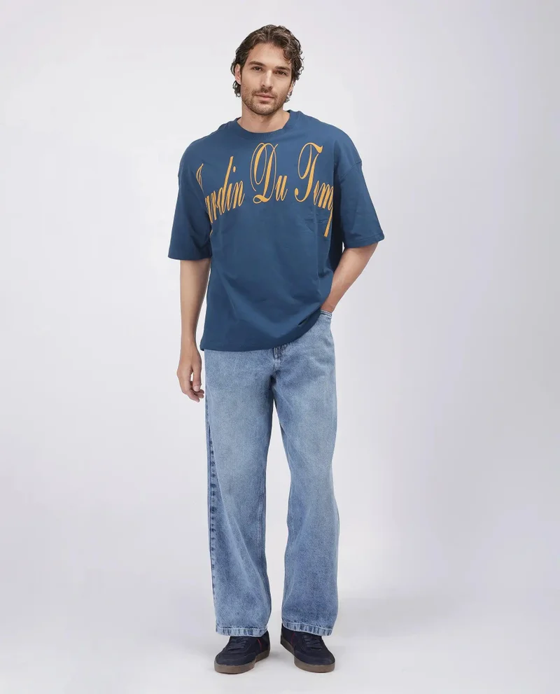 Rare Rabbit Men's Graphic Print Oversized T-Shirt