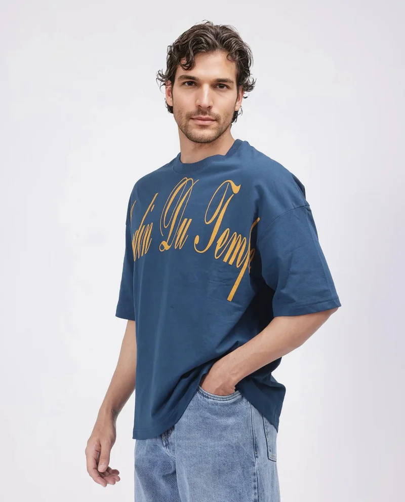 Rare Rabbit Men's Graphic Print Oversized T-Shirt
