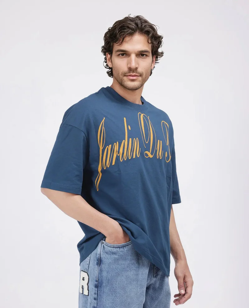 Rare Rabbit Men's Graphic Print Oversized T-Shirt