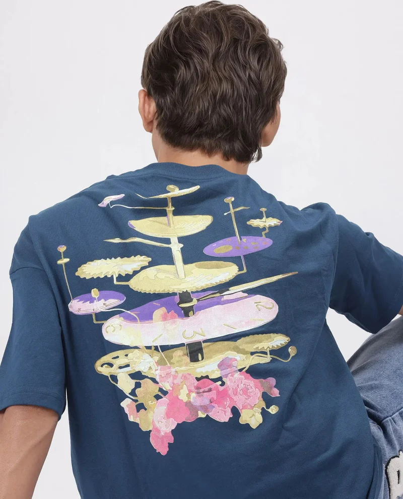 Rare Rabbit Men's Graphic Print Oversized T-Shirt