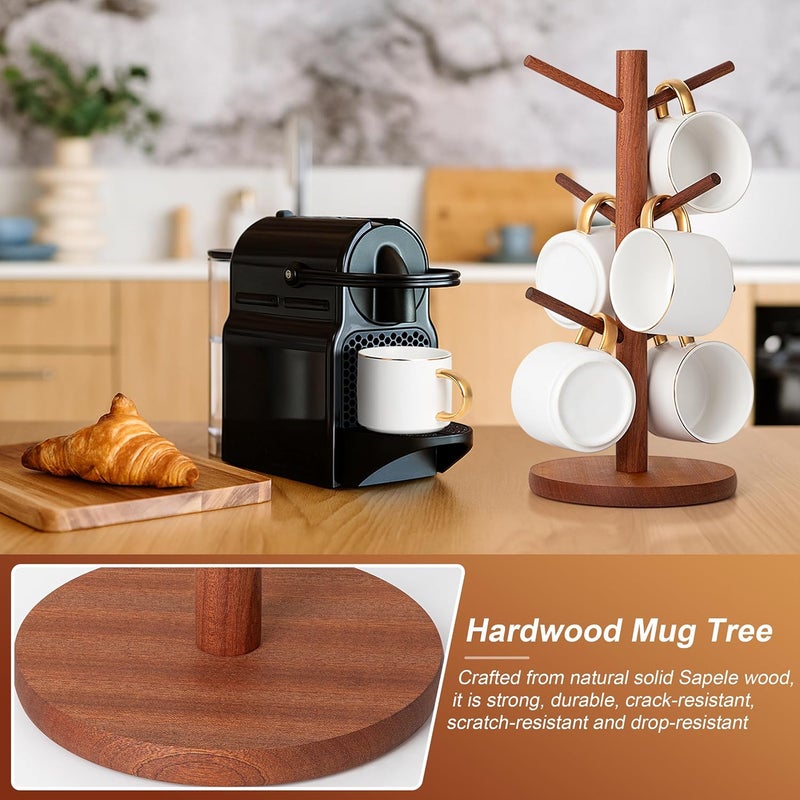 MYLIFEUNIT Mug Holder Tree, Coffee Cup Holder with 6 Hooks (Reddish Brown) - Image 2