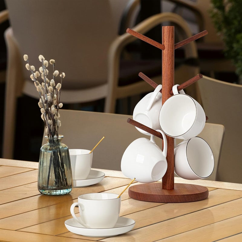 MYLIFEUNIT Mug Holder Tree, Coffee Cup Holder with 6 Hooks (Reddish Brown) - Image 3