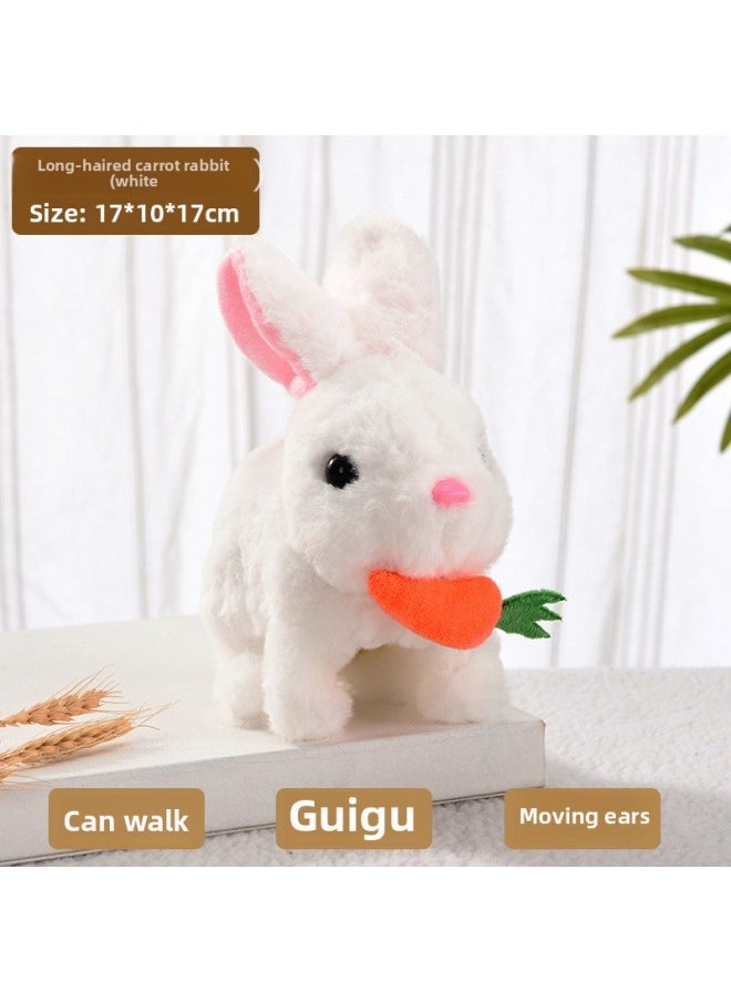 Cross Border Easter My Realistic Bunny Toy Plush Electric White Rabbit-Colour:[radish] Long-haired Rabbit (white)  - Image 1