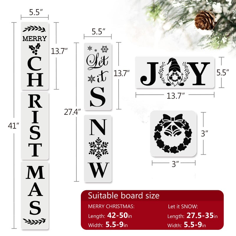 Souarts 15PCS Christmas Stencils for Painting on Wood Reusable Merry Christmas Stencils Farmhouse Christmas Wood Stencils Let it Snow Sign Gnome Believe Joy Have a Holly Jolly Stencil - Image 4