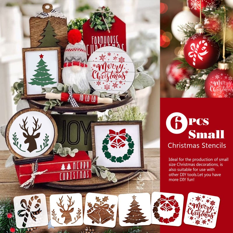 Souarts 15PCS Christmas Stencils for Painting on Wood Reusable Merry Christmas Stencils Farmhouse Christmas Wood Stencils Let it Snow Sign Gnome Believe Joy Have a Holly Jolly Stencil - Image 3