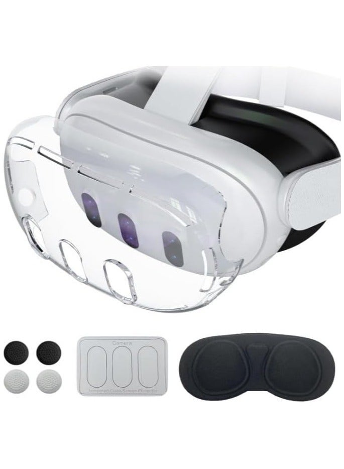 for Meta Quest 3 Accessories, Protective Shell Cover Compatible with Oculus Quest 3, VR Accessories Included Transparent Shell Cover, Lens Tempered Film, Lens Cover, Joystick Caps - Image 1