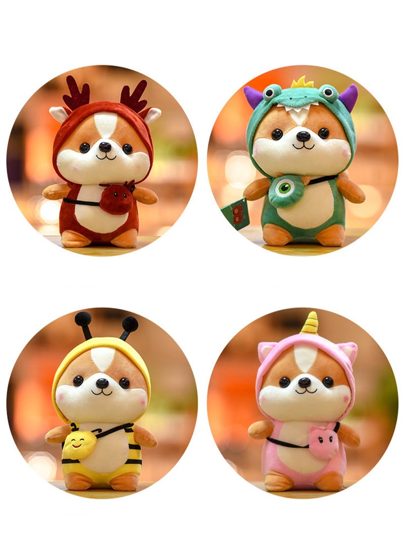 25 CM Cute Cartoon Shiba Inu Plush Toy Soft Stuffed Doll For Girls And Boys All Ages Gift （Monster Dress Up Green）  - Image 3