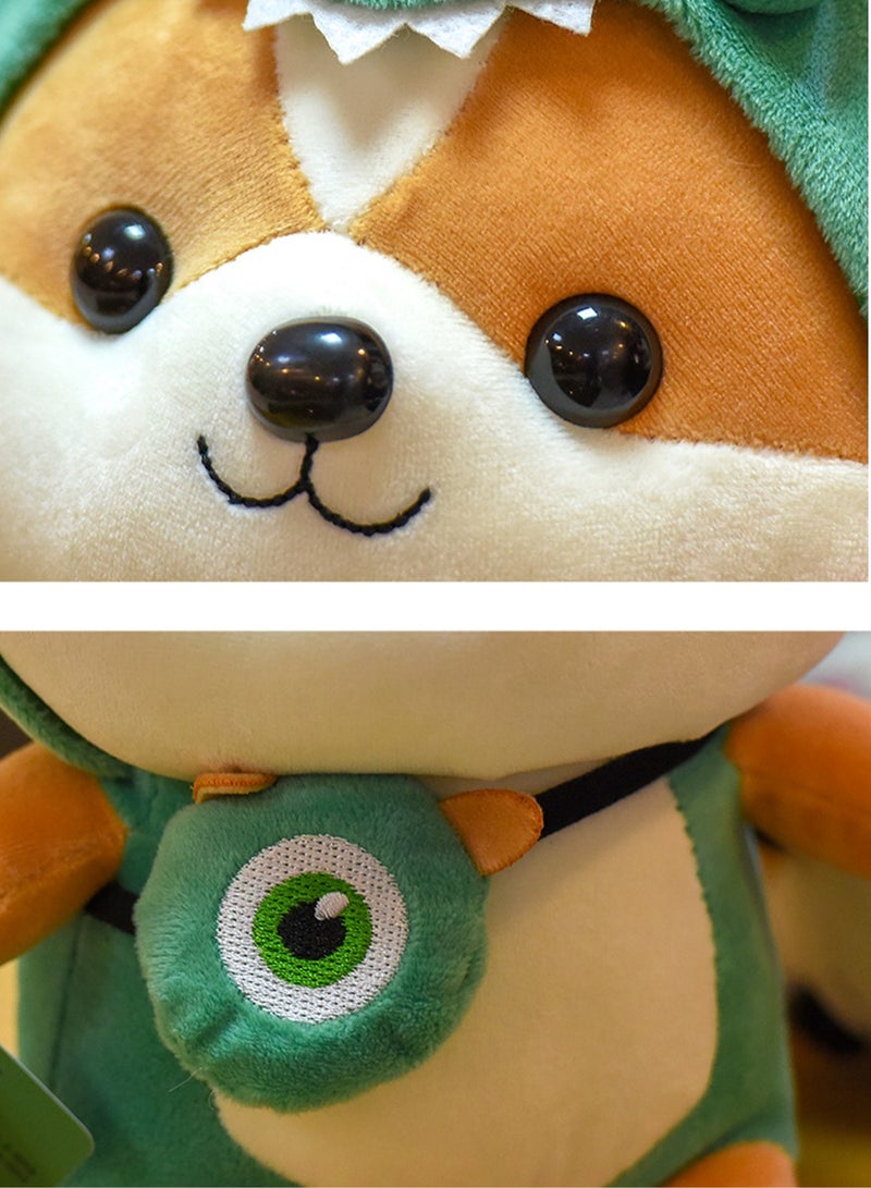 25 CM Cute Cartoon Shiba Inu Plush Toy Soft Stuffed Doll For Girls And Boys All Ages Gift （Monster Dress Up Green）  - Image 4