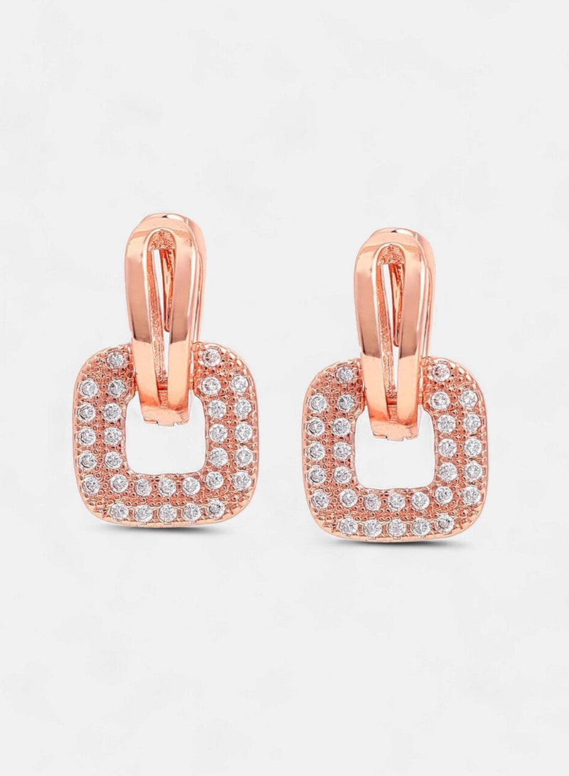 SOHI Stone Studded Contemporary Charm Huggie Artificial Hoop Earring Jewellery - Image 1