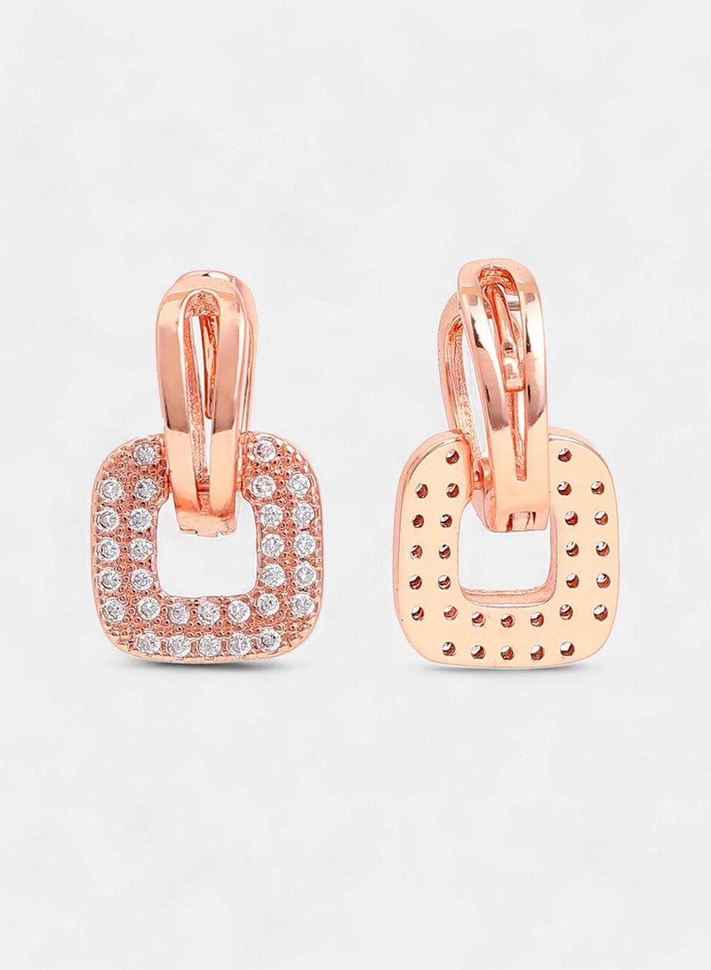 SOHI Stone Studded Contemporary Charm Huggie Artificial Hoop Earring Jewellery - Image 5