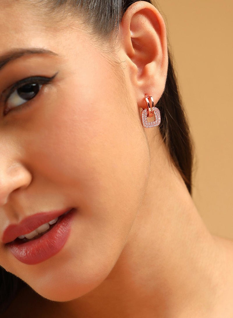 SOHI Stone Studded Contemporary Charm Huggie Artificial Hoop Earring Jewellery - Image 3