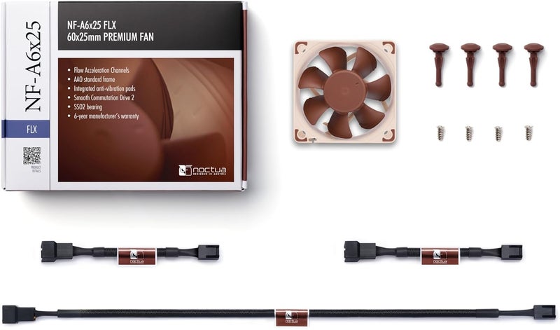 NOCTUA Noctua NFA6x25 FLX Fan  60mm NFA6X25 FLX Computer case NFA6X25_FLX NFA6X25 FLX Computer case Fan 6 cm 1600 RPM 3000 RPM 193 dB  - Image 5