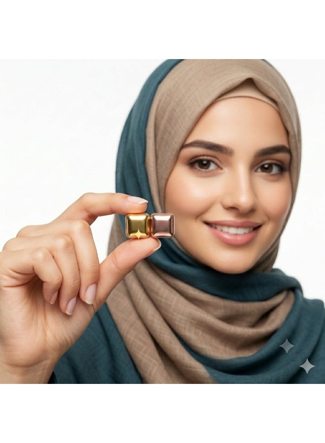 دبابيس حجاب مغناطيسية بألوان معدنية لامعة للنساء - قطعتان - مشبك وشاح آمن بدون ثقب للقماش - مغناطيس قوي لتثبيت الحجاب والملابس. - Image 2