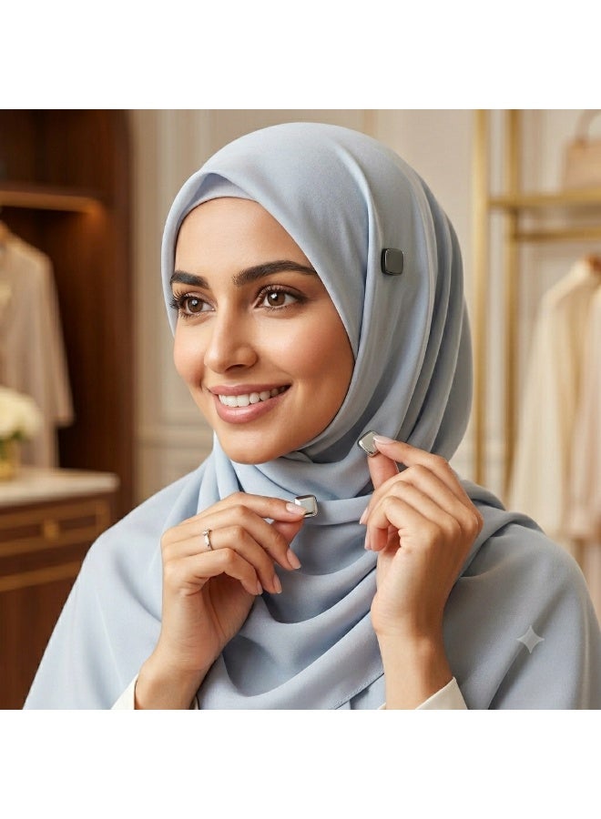 دبابيس حجاب مغناطيسية بألوان معدنية لامعة للنساء - قطعتان - مشبك وشاح آمن بدون ثقب للقماش - مغناطيس قوي لتثبيت الحجاب والملابس. - Image 4