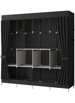Roman Gifts canvas Wardrobe Portable Wardrobe Shelves Clothes Storage Organizer With Curtain Cover  - Image 2
