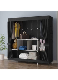 Roman Gifts canvas Wardrobe Portable Wardrobe Shelves Clothes Storage Organizer With Curtain Cover  - Image 3