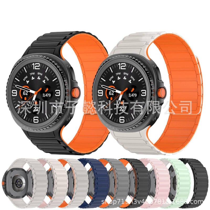 سوار ساعة ذكية رياضي من السيليكون متوافق مع Samsung Galaxy Watch 8 بملاءمة قابلة للتعديل وحزام ناعم للاستبدال اليومي باللون أسود قابل للتعديل - Image 2