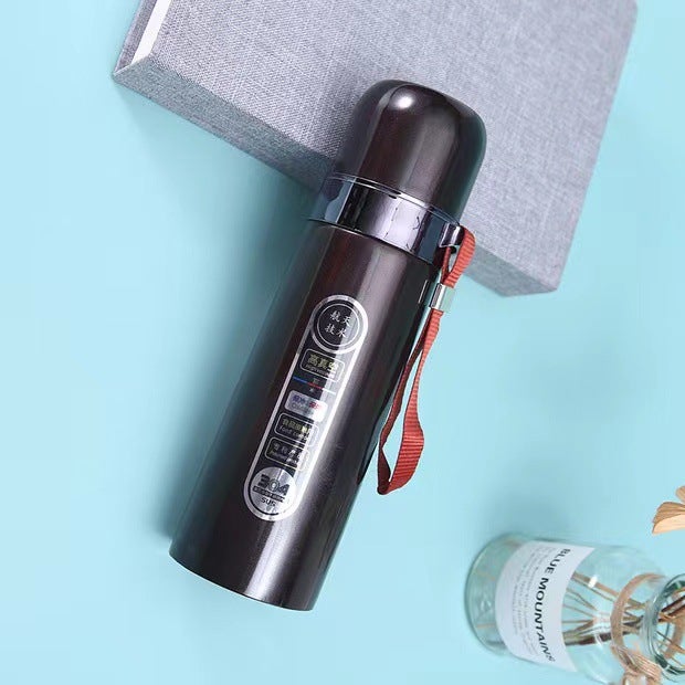 Stainless Steel Insulated Bottle 500ml with Strap Brown