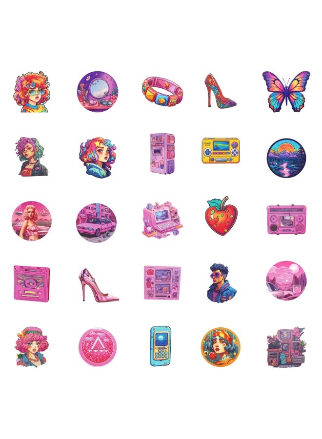 NIBEMINENT 50 Pcs Pink Gemstone Deco Kit Waterproof Stickers, High Definition Printing Bright Colors, Suitable for Laptop Skateboard Luggage Water Bottle Guitar DIY - Image 3