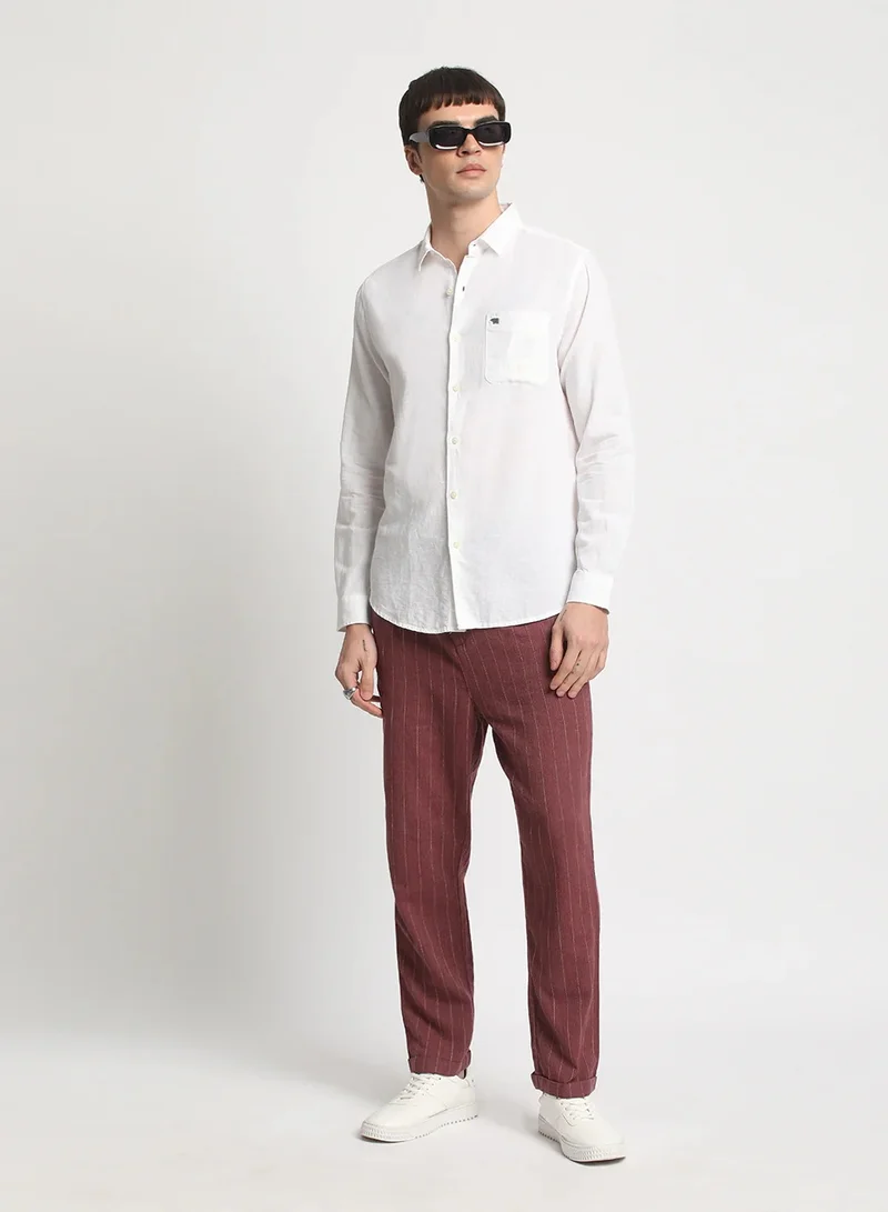 THE BEAR HOUSE Men's Casual Trousers Maroon, Relaxed Fit, Soft & Breathable Fabric, Elastic Waist, Stylish Everyday Wear, Versatile & Comfortable Bottoms for Any Occasion