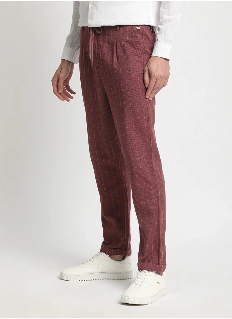 ذا بير هاوس Men's Casual Trousers Maroon, Relaxed Fit, Soft & Breathable Fabric, Elastic Waist, Stylish Everyday Wear, Versatile & Comfortable Bottoms for Any Occasion