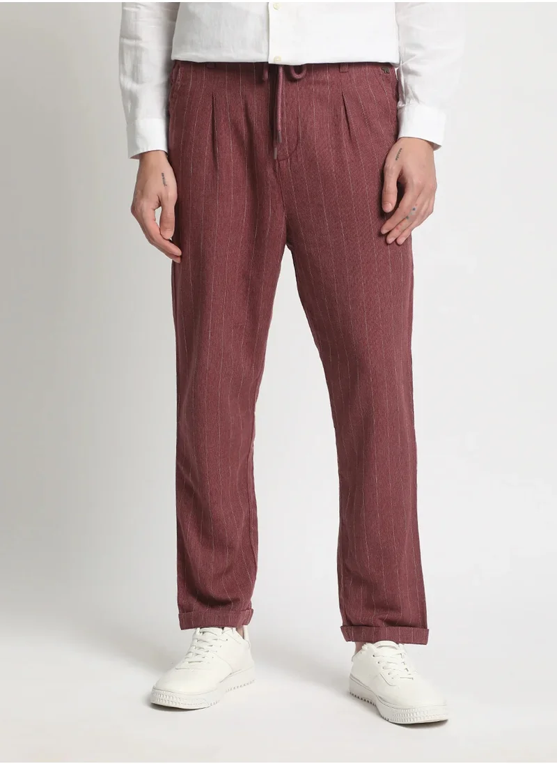 ذا بير هاوس Men's Casual Trousers Maroon, Relaxed Fit, Soft & Breathable Fabric, Elastic Waist, Stylish Everyday Wear, Versatile & Comfortable Bottoms for Any Occasion